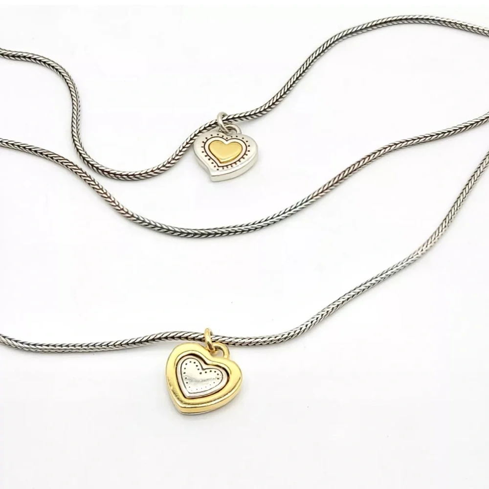 BRIGHTON Layered Necklace Choker Heart Pendants Reversible Love Fashion Jewelry - Picture 6 of 10